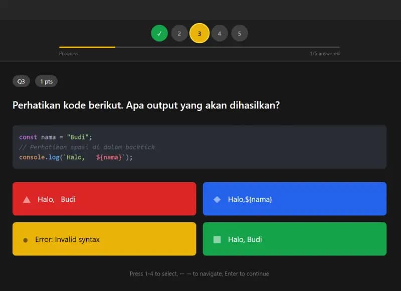 BisaReact quiz - Kahoot-style interactive assessment